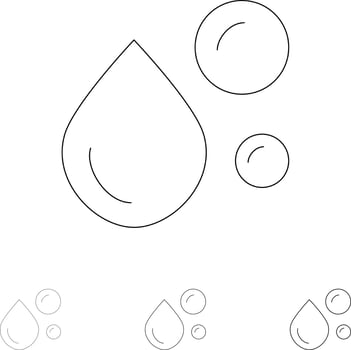 Fatty Acid Fish Oil Healthy Fat Natural Oil Omega Bold and thin black line icon set vector