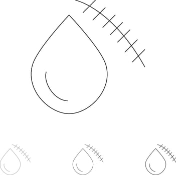Bleeding Blood Cut Injury Wound Bold and thin black line icon set vector