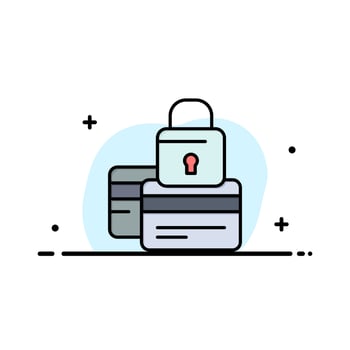 Banking Card Credit Payment Secure Security Business Logo Template Flat Color vector