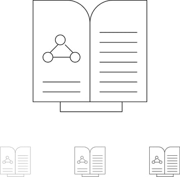 Medical Test Report Book Bold and thin black line icon set vector