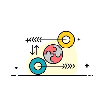 Puzzle Business Idea Marketing Pertinent  Business Flat Line Filled Icon Vector Banner Template