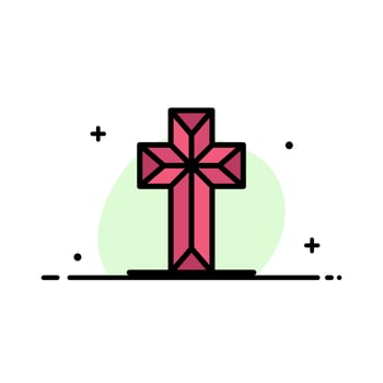 Celebration Christian Cross Easter  Business Flat Line Filled Icon Vector Banner Template