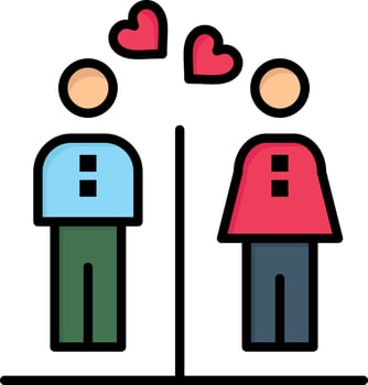 Men Women Couple Boy Girl  Flat Color Icon Vector icon banner Template
