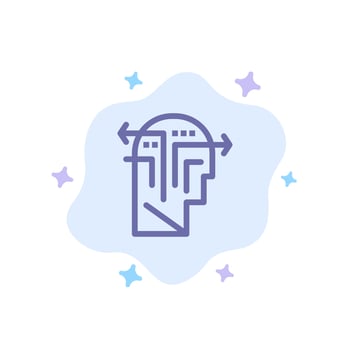 Strategy Thinking Mind Head Blue Icon on Abstract Cloud Background vector