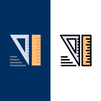 Education Geometrical Tools  Icons Flat and Line Filled Icon Set Vector Blue Background