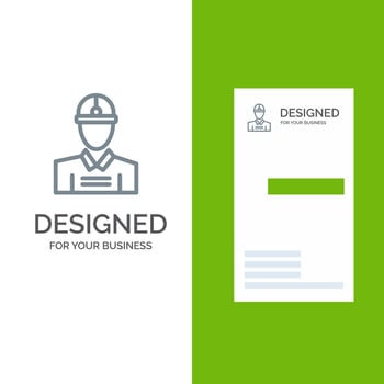 Construction Engineer Worker Work Grey Logo Design and Business Card Template vector