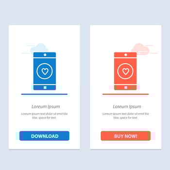 Application Mobile Mobile Application Like Heart  Blue and Red Download and Buy Now web Widget Card Template vector