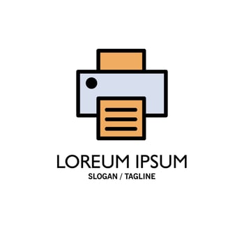 Printer Print Printing Business Logo Template Flat Color vector