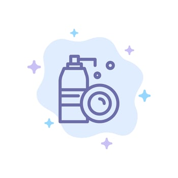 Aerosol Bottle Cleaning Spray Blue Icon on Abstract Cloud Background vector