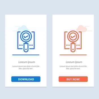 Explore Find Magnifier Ok Search  Blue and Red Download and Buy Now web Widget Card Template vector