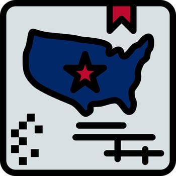 American Flag Map World  Flat Color Icon Vector icon banner Template