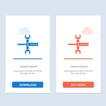 Settings Controls Screwdriver Spanner Tools Wrench  Blue and Red Download and Buy Now web Widget Card Template vector