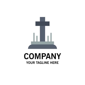 Celebration Christian Cross Easter Business Logo Template Flat Color vector