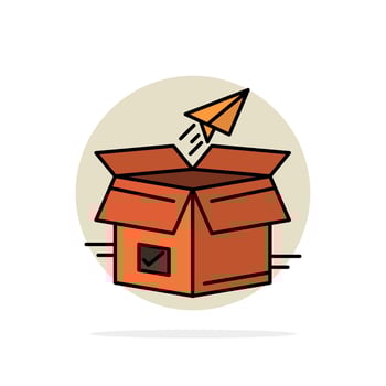 Box Business Package Product Release Release Shipping Startup Abstract Circle Background Flat color Icon vector