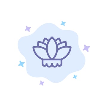 Flower China Chinese Blue Icon on Abstract Cloud Background vector