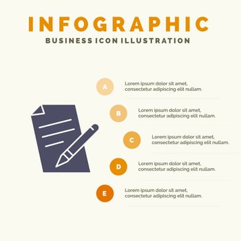 File Education Pen Pencil Solid Icon Infographics 5 Steps Presentation Background vector