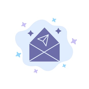 Arrow Chat Mail Open Blue Icon on Abstract Cloud Background vector