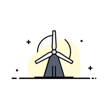 Turbine Wind Energy Power Business Logo Template Flat Color vector