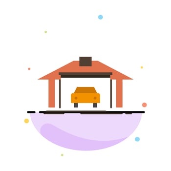 Garage Building Car Construction Abstract Flat Color Icon Template vector