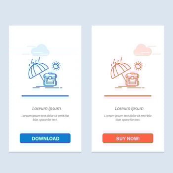 Summer Backpack Sun Season  Blue and Red Download and Buy Now web Widget Card Template vector