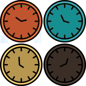 Clock Business Clocks Office Clocks Time Zone Wall Clocks World Time  Flat Color Icon Vector icon banner Template