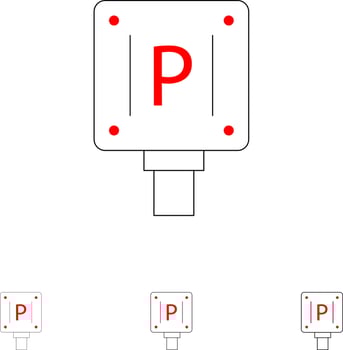 Parking Board Sign Hotel Bold and thin black line icon set vector