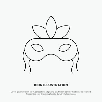 Mask Costume Venetian Madrigals Vector Line Icon