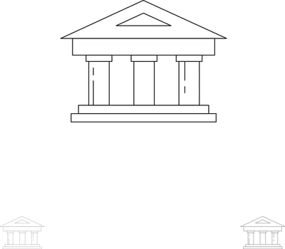 Bank Courthouse Finance Finance Building Bold and thin black line icon set vector
