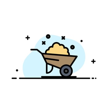 Barrow Construction Wheel Spring  Business Flat Line Filled Icon Vector Banner Template