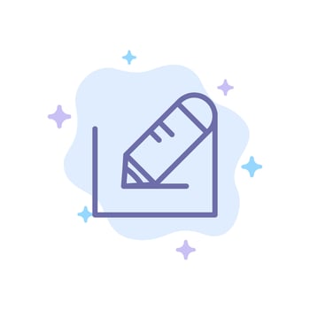 Pencil Write Text School Blue Icon on Abstract Cloud Background vector