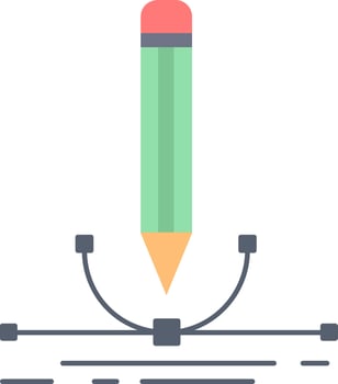 illustration design pen graphic draw Flat Color Icon Vector
