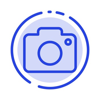 Twitter Image Picture Camera Blue Dotted Line Line Icon vector