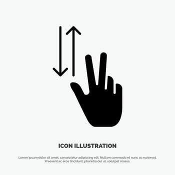 Finger Gestures Two Up Down solid Glyph Icon vector
