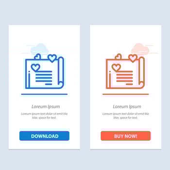 Love Letter Wedding Card Couple Proposal Love  Blue and Red Download and Buy Now web Widget Card Template vector