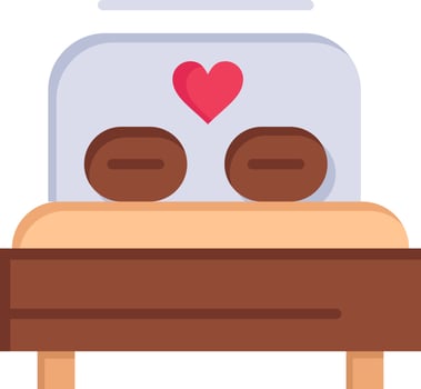 Bed Love Heart Wedding  Flat Color Icon Vector icon banner Template