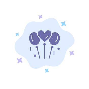 Balloon Love Wedding Heart Blue Icon on Abstract Cloud Background vector
