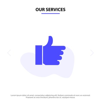 Our Services Hand Like Vote Love Solid Glyph Icon Web card Template vector