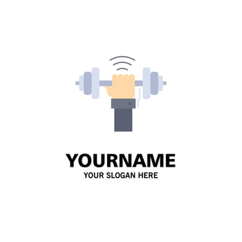 Dumbbell gain lifting power sport Flat Color Icon Vector