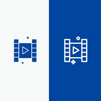 Video Play Film Line and Glyph Solid icon Blue banner Line and Glyph Solid icon Blue banner vector