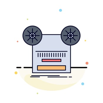 Record recording retro tape music Flat Color Icon Vector