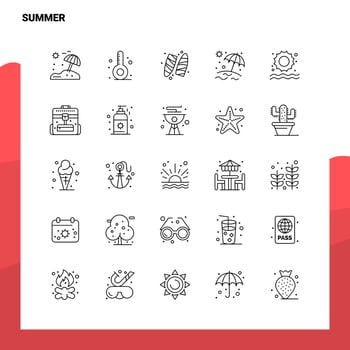 Set of Summer Line Icon set 25 Icons Vector Minimalism Style Design Black Icons Set Linear pictogram pack