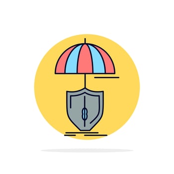insurance protection safety digital shield Flat Color Icon Vector