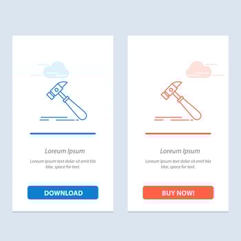 Hammer Construction Tool Strong Carpenter  Blue and Red Download and Buy Now web Widget Card Template vector