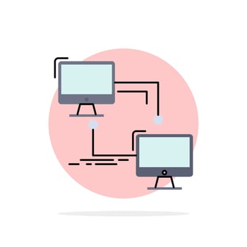 local lan connection sync computer Flat Color Icon Vector
