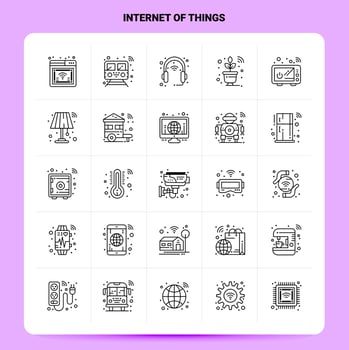 OutLine 25 Internet Of Things Icon set Vector Line Style Design Black Icons Set Linear pictogram pack Web and Mobile Business ideas design Vector Illustration