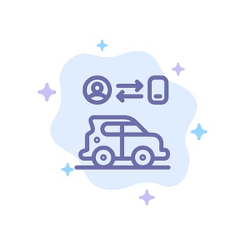 Car Transport Man Technology Blue Icon on Abstract Cloud Background vector