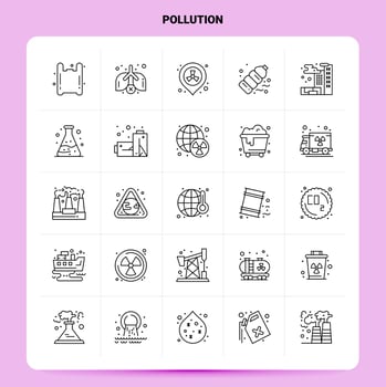 OutLine 25 Pollution Icon set Vector Line Style Design Black Icons Set Linear pictogram pack Web and Mobile Business ideas design Vector Illustration