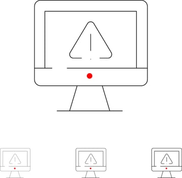 Computer Data Information Internet Security Bold and thin black line icon set vector