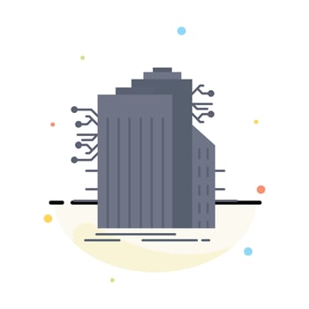 Building Technology Smart City Connected internet Flat Color Icon Vector