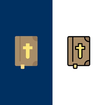 Book Bible Easter Holiday  Icons Flat and Line Filled Icon Set Vector Blue Background